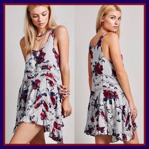 Free People Dresses & Skirts - Free People Floral Voile Lace Trapeze Slip Dress